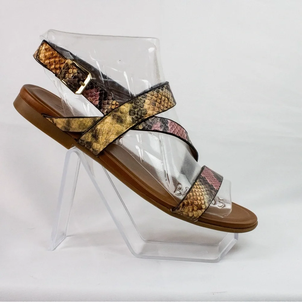 Naturalizer Multi Snake Leather Strap Open Toe Flat Slingback Women Sandals Sz 7 - Picture 6 of 9